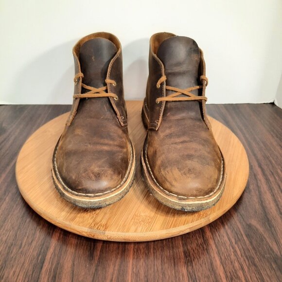Clarks Originals Desert Mens 10.5 Chukka Boots Beeswax Brown Leather Crepe Sole - Picture 2 of 10